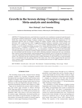Growth in the Brown Shrimp Crangon Crangon. II. Meta-Analysis and Modelling