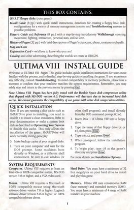 ULTIMA VIII INSTALL GUIDE Welcome to ULTIMA VIII Pagan
