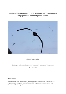 White-Chinned Petrel Distribution, Abundance and Connectivity: NZ Populations and Their Global Context