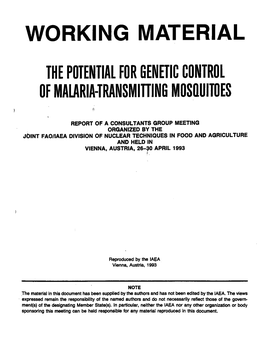 The Potential for Genetic Control of Malaria-Transmitting Mosquitoes