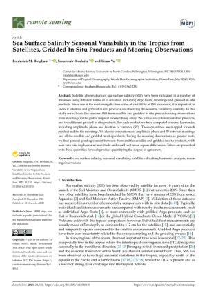 Sea Surface Salinity Seasonal Variability in the Tropics from Satellites, Gridded in Situ Products and Mooring Observations