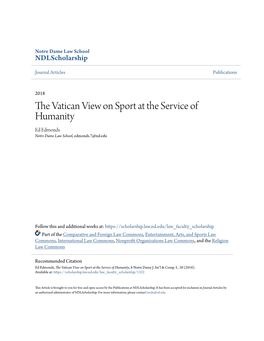 The Vatican View on Sport at the Service of Humanity, 8 Notre Dame J