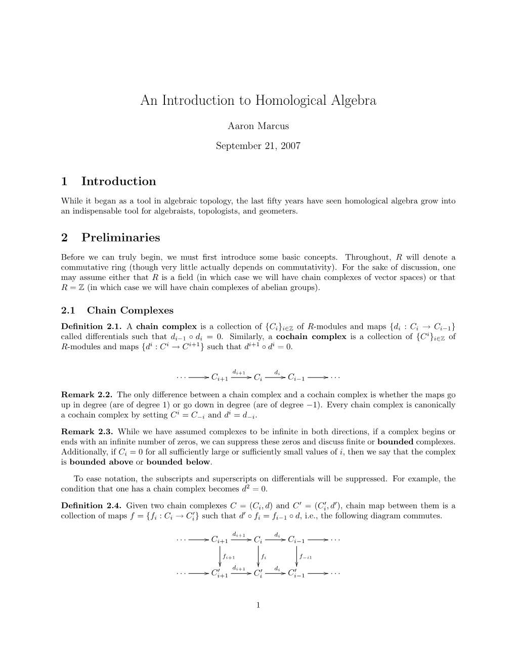 An Introduction to Homological Algebra