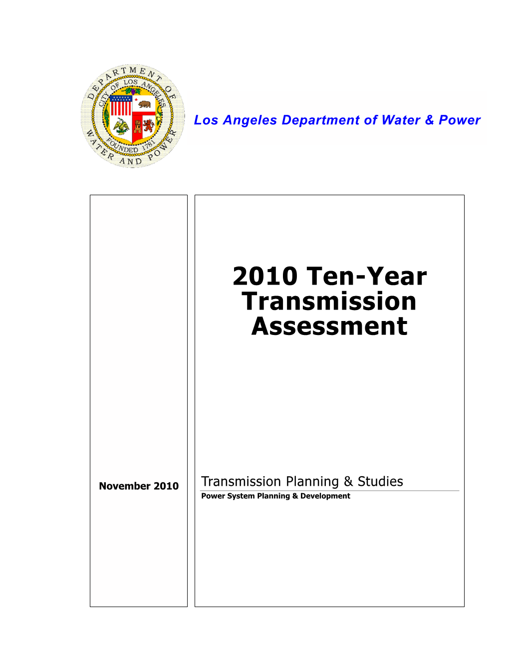 2010 Ten-Year Transmission Assessment