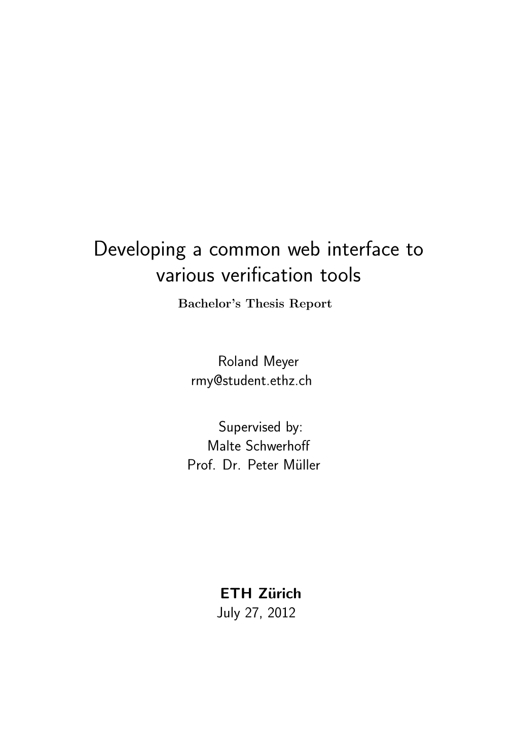 Developing a Common Web Interface to Various Verification Tools