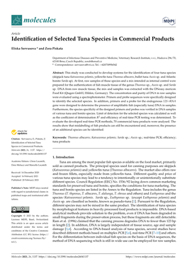 Identification of Selected Tuna Species in Commercial Products