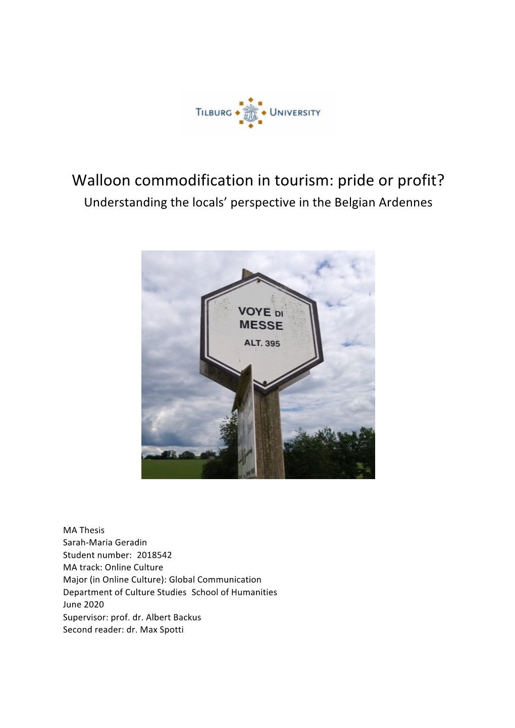 Walloon Commodification in Tourism: Pride Or Profit? Understanding the Locals’ Perspective in the Belgian Ardennes
