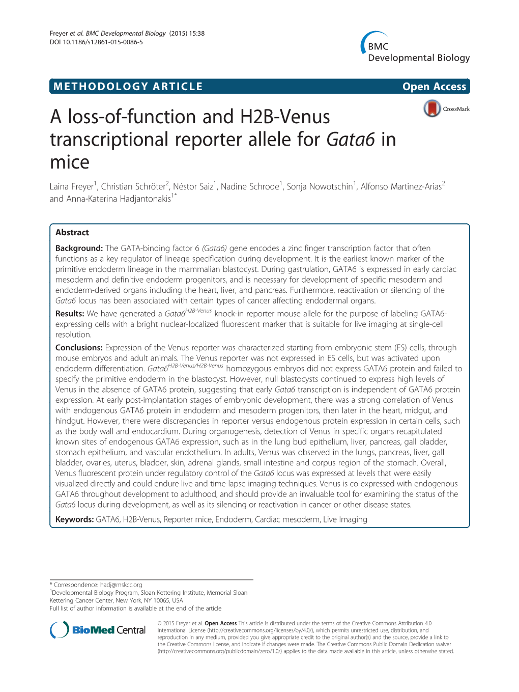 A Loss-Of-Function and H2B-Venus