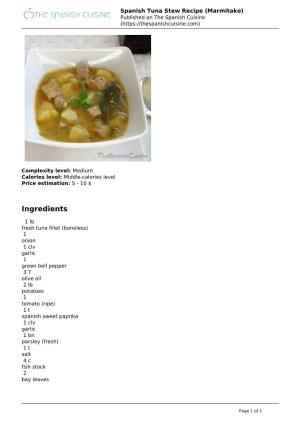 Spanish Tuna Stew Recipe (Marmitako) Published on the Spanish Cuisine (