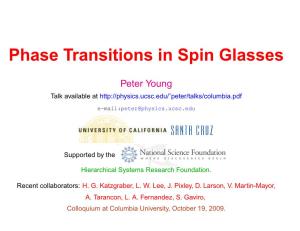 Phase Transitions in Spin Glasses