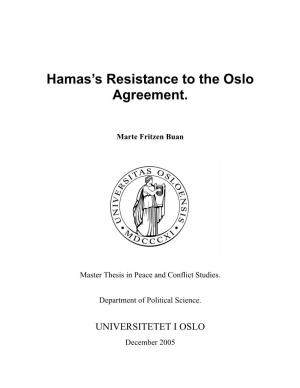 Hamas's Resistance to the Oslo Agreement
