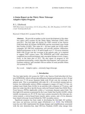 A Status Report on the Thirty Meter Telescope Adaptive Optics Program