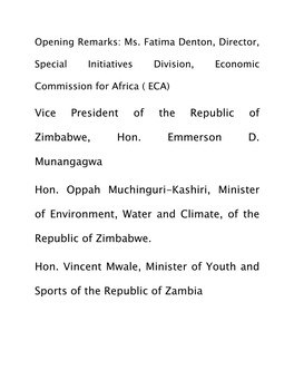 Vice President of the Republic of Zimbabwe, Hon. Emmerson D