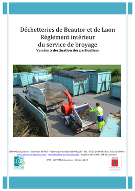 Déchetteries De Beautor Et De Laon Règlement Intérieur Du Service De Broyage Version À Destination Des Particuliers