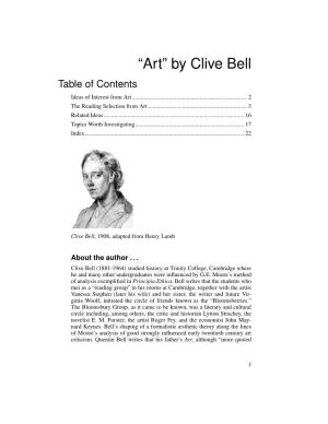 “Art” by Clive Bell Table of Contents Ideas of Interest from Art