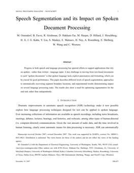 Speech Segmentation and Its Impact on Spoken Document Processing