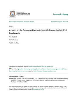 A Report on the Gascoyne River Catchment Following the 2010/11 Flood Events