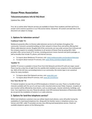 Telecommunications Info & FAQ Sheet