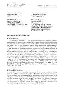 COMMISSION 27 VARIABLE STARS 1. Introduction 2. Solar-Like Variables