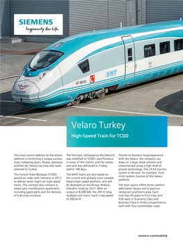 High Speed Train Velaro Turkey Data Sheet EN