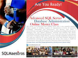 Advanced SQL Server Database Administration