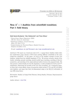 New V= 1 Dualities from Orientifold Transitions Part I: Field Theory