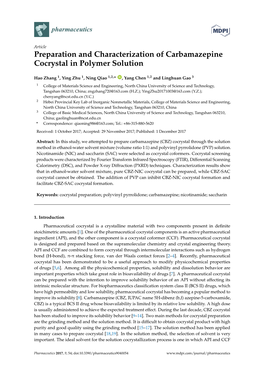 Preparation and Characterization of Carbamazepine Cocrystal in Polymer Solution