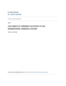 The Threat of Terrorist Activities to the International Financial System
