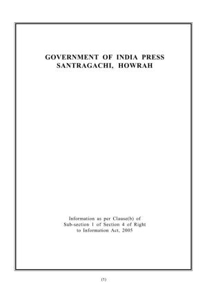 Government of India Press Santragachi, Howrah