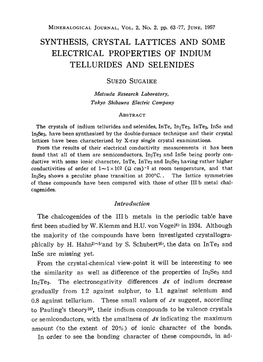 Synthesis, Crystal Lattices and Some Electrical Properties of Indium Tellurides and Selenides