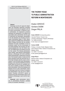 The Thorny Road to Public Administration Reform in Montenegro