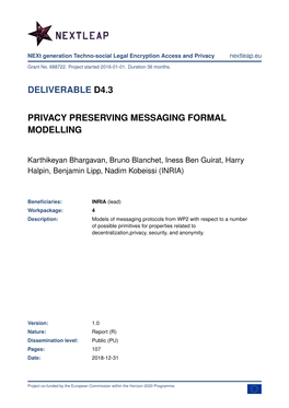 Privacy-Preserving Messaging Formal Verification