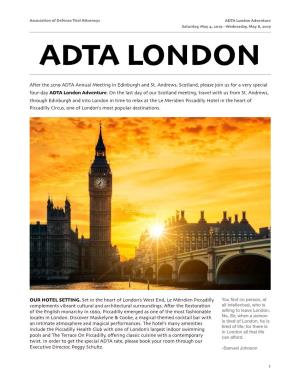 ADTA London Adventure Saturday, May 4, 2019 - Wednesday, May 8, 2019 ADTA LONDON