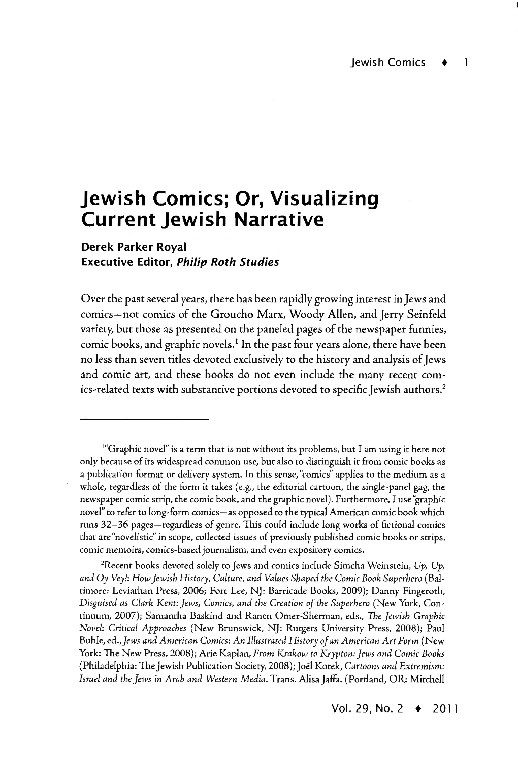 Jewish Comics; Or, Visualizing Current Jewish Narrative