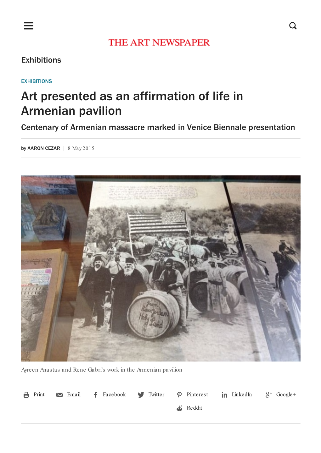 Art Presented As an Affirmation of Life in Armenian Pavilion