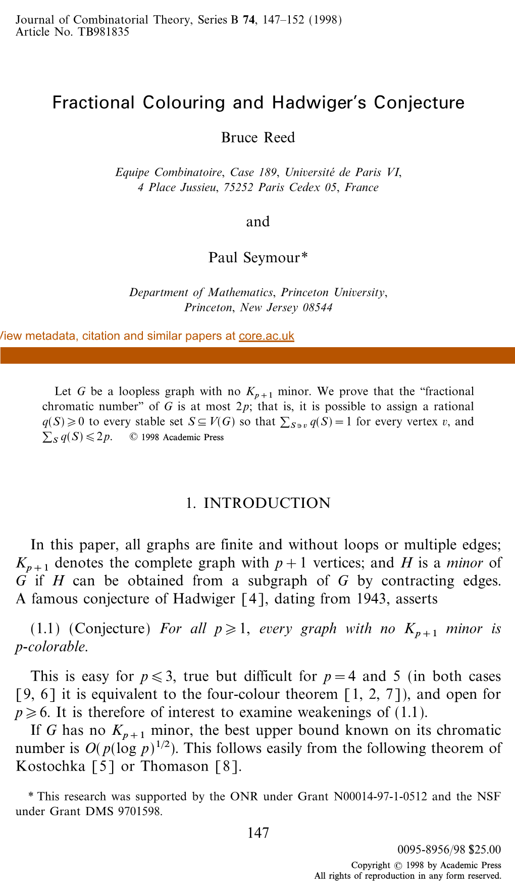 Fractional Colouring and Hadwiger's Conjecture