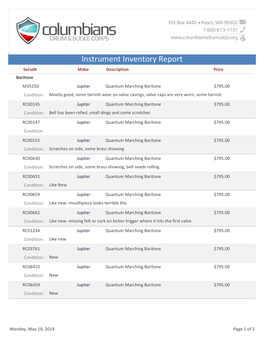 Instrument Inventory Report