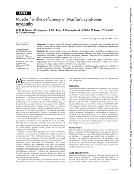 Muscle Fibrillin Deficiency in Marfan's Syndrome Myopathy