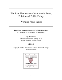 The Race Issue in Australia's 2001 Election