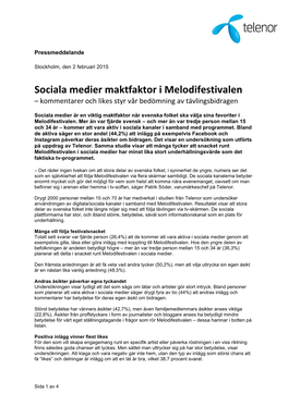 Sociala Medier Maktfaktor I Melodifestivalen – Kommentarer Och Likes Styr Vår Bedömning Av Tävlingsbidragen