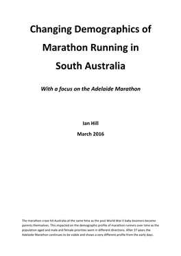 Changing Demographics of Marathon Running in South Australia