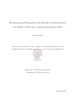 The Extension of Existing Data and Methods to Measure Poverty and Mobility in Data-Poor, Agrarian Sub-Saharan Africa