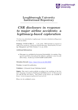 CSR Disclosure in Response to Major Airline Accidents: a Legitimacy-Based Exploration