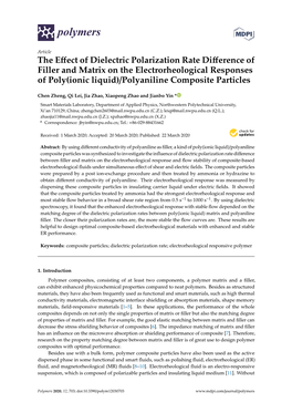 The Effect of Dielectric Polarization Rate Difference of Filler and Matrix on the Electrorheological Responses of Poly(Ionic