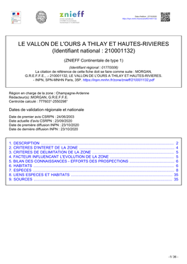 LE VALLON DE L'ours a THILAY ET HAUTES-RIVIERES (Identifiant National : 210001132)