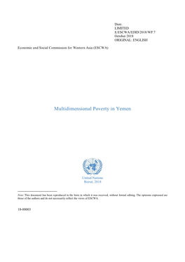 Multidimensional Poverty in Yemen