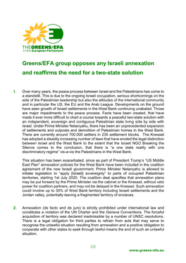 Israeli Annexation and Reaffirms the Need for a Two-State Solution