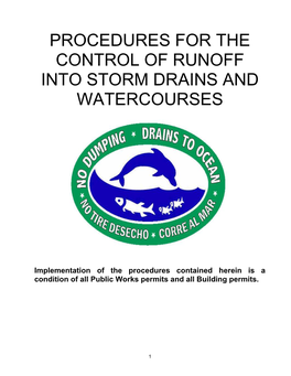 Procedures for the Control of Runoff Into Storm Drains and Watercourses