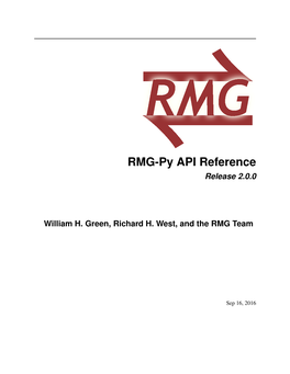 RMG-Py API Reference ⇌Release 2.0.0