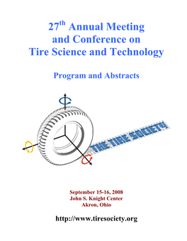 27 Annual Meeting and Conference on Tire Science and Technology